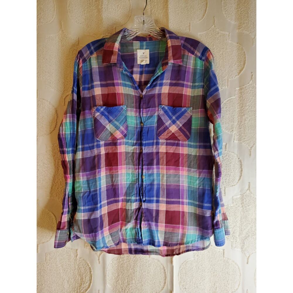 #259 Excellent Pre-Loved Women's Vintage Boyfriend Multicolored Shirt Size L